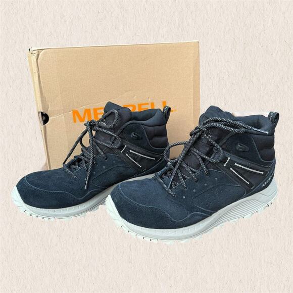 Merrell Wildwood Mid Waterproof Hiking Boots  - Size 10 - Black Suede Leather - Picture 1 of 8